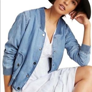 Anthropologie Pilcro Chambray Bomber Jacket